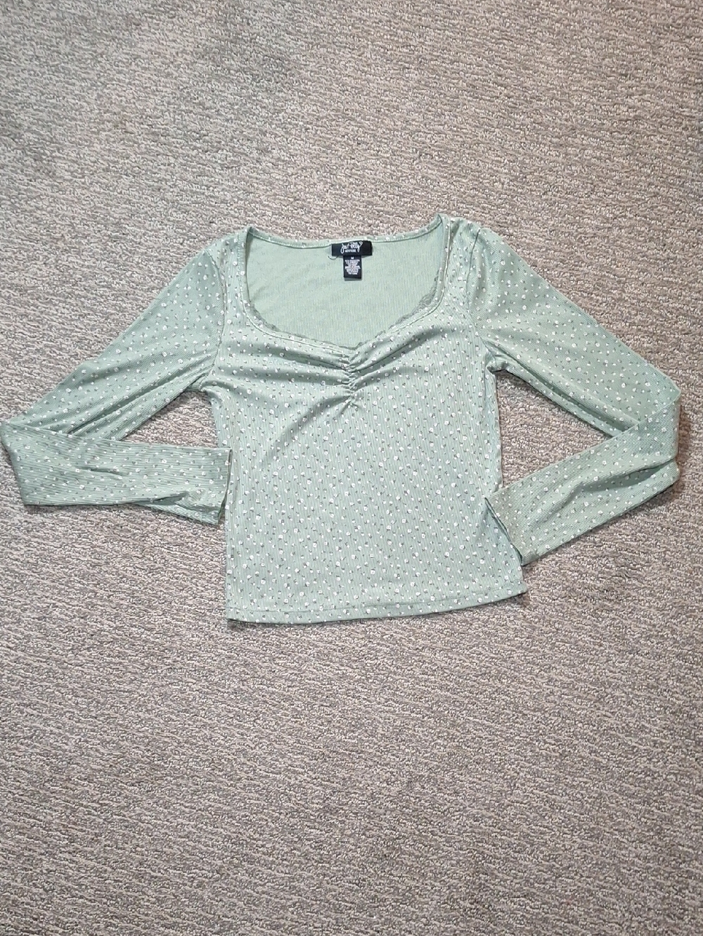 Brandy Melville Mint Green Long Sleeve Ruched Scoop Top